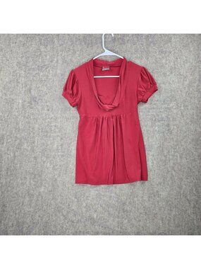Tailor B. Moss Womens Short Sleeve Red Tunic Top Size M Cowl Neck Lightweight